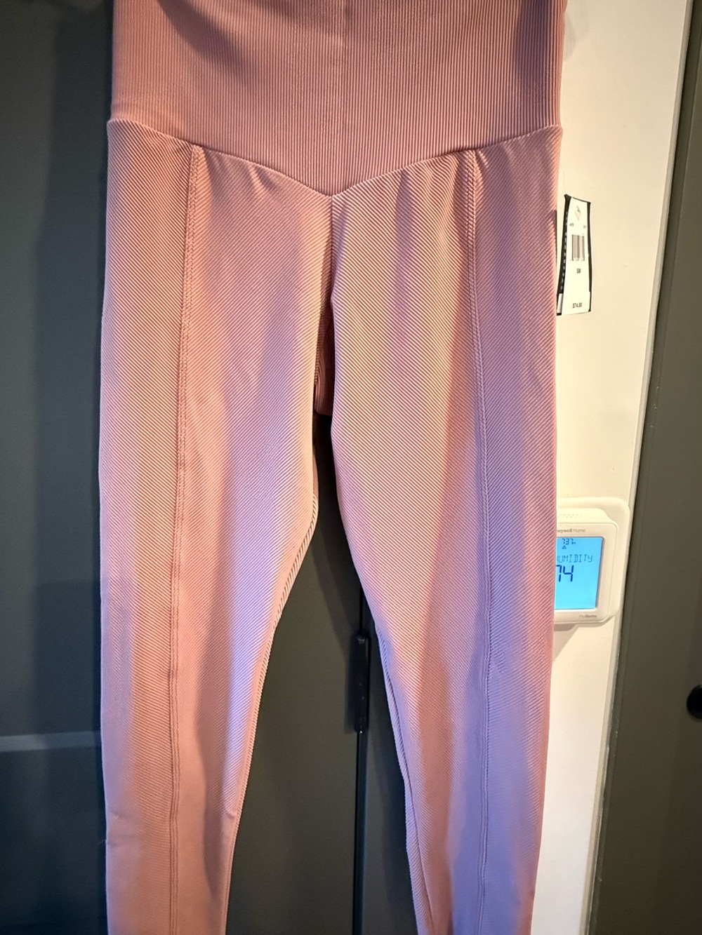 Onzie Blush Pink Ribbed High-Waist Kids Leggings